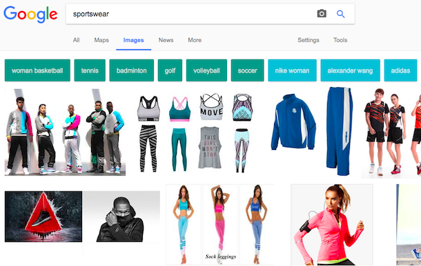 Google Image Search Shows Colorful Suggestions