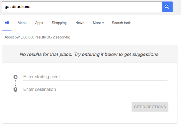Google's Card for Directions