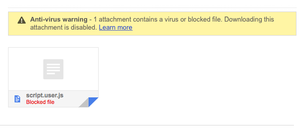 Gmail Blocks JavaScript Attachments