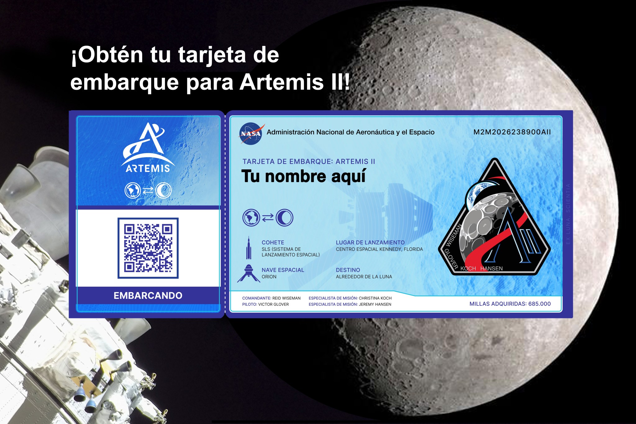 Envía tu nombre alrededor de la Luna en 2026 con la misión Artemis II de la NASA