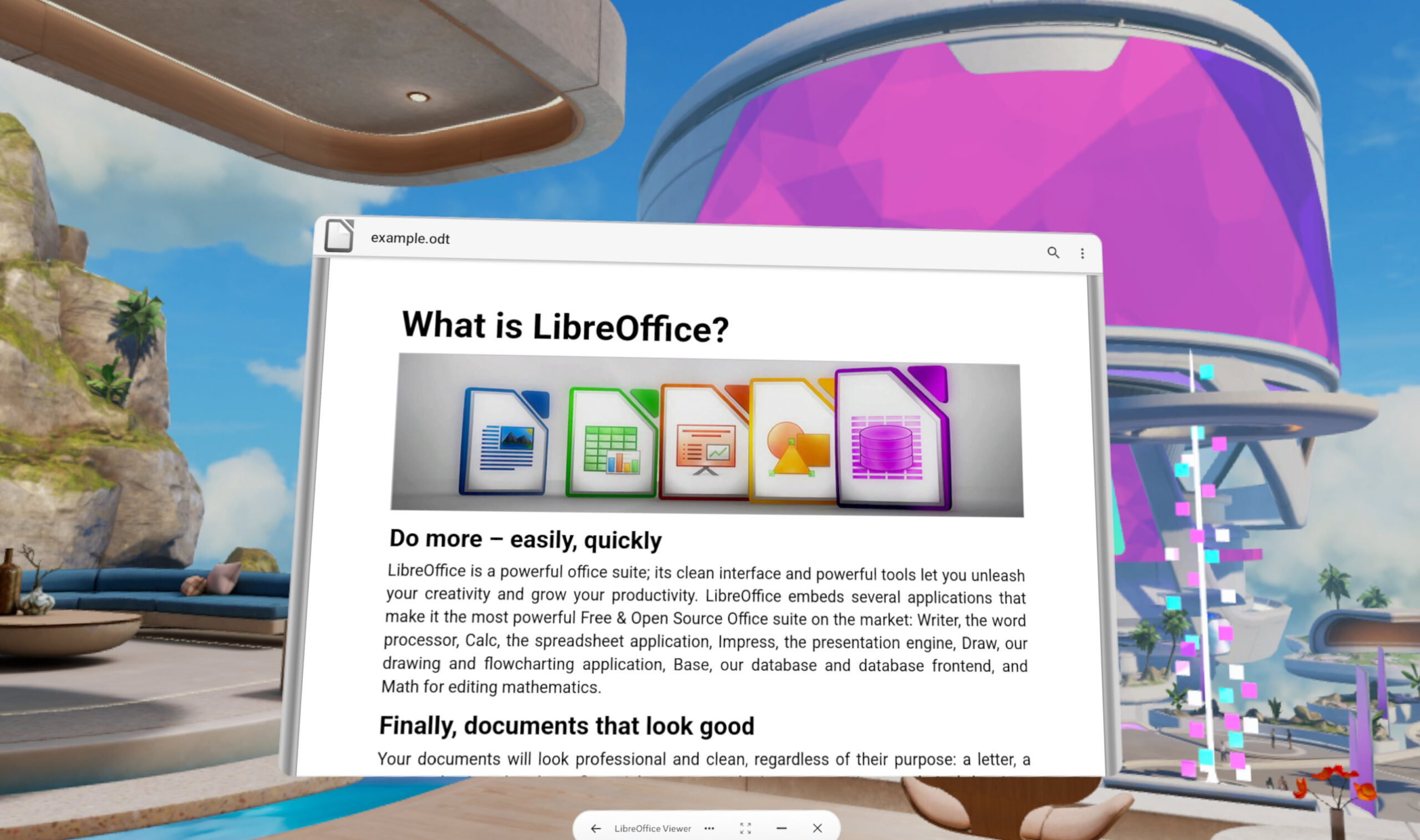 LibreOffice Viewer now available on Meta Quest VR headsets