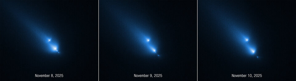 Hubble unexpectedly catches comet breaking up