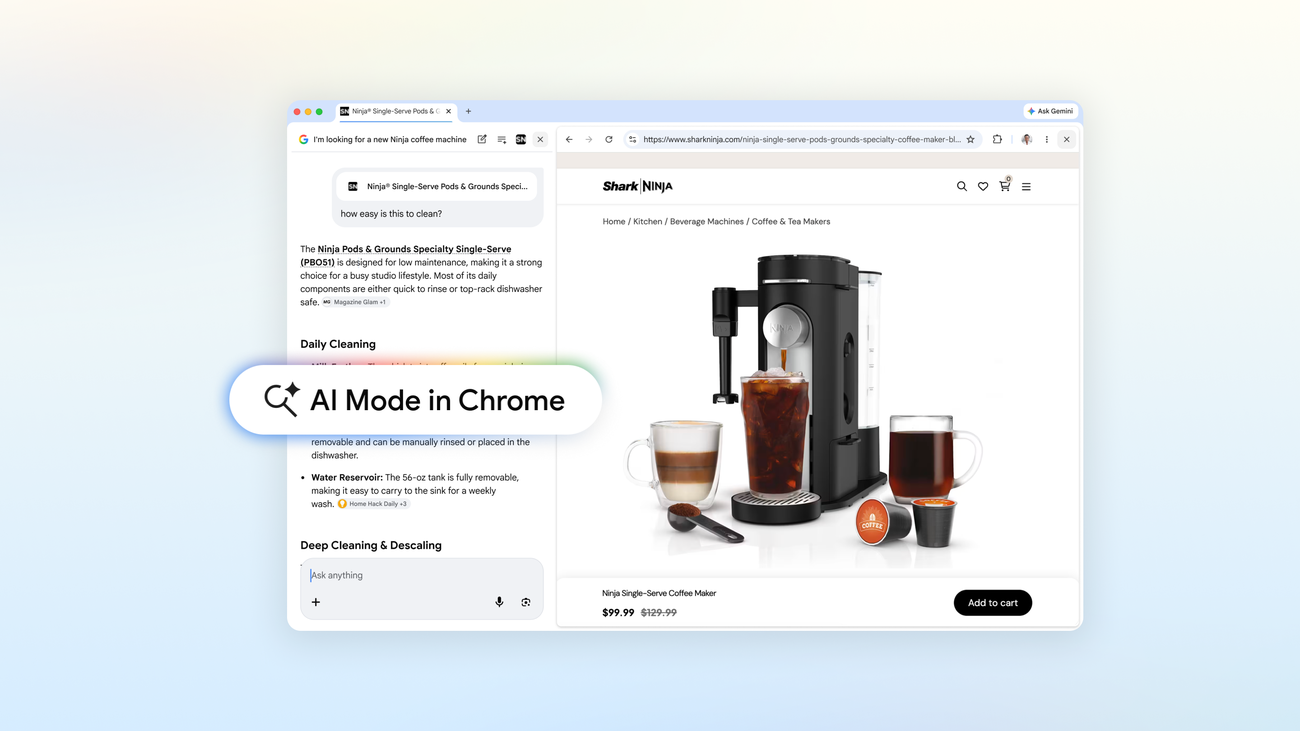 A new way to explore the web with AI Mode in Chrome