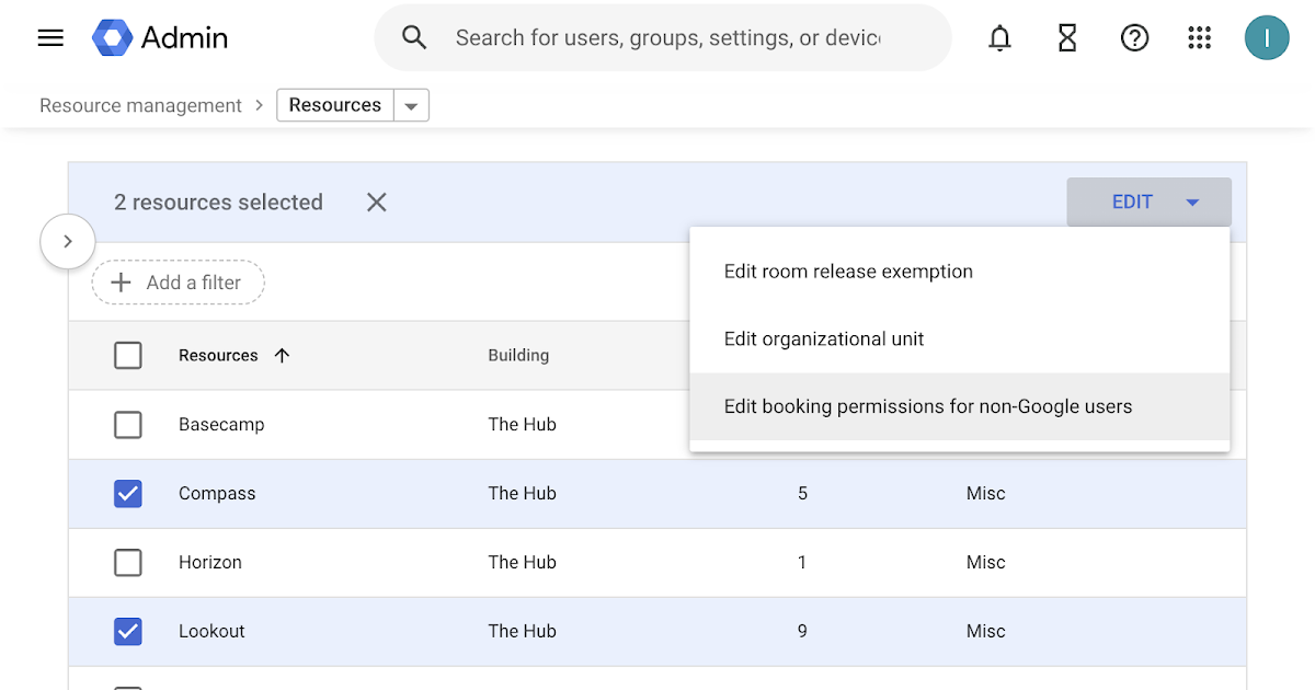 Book Google Workspace resources from third-party calendars