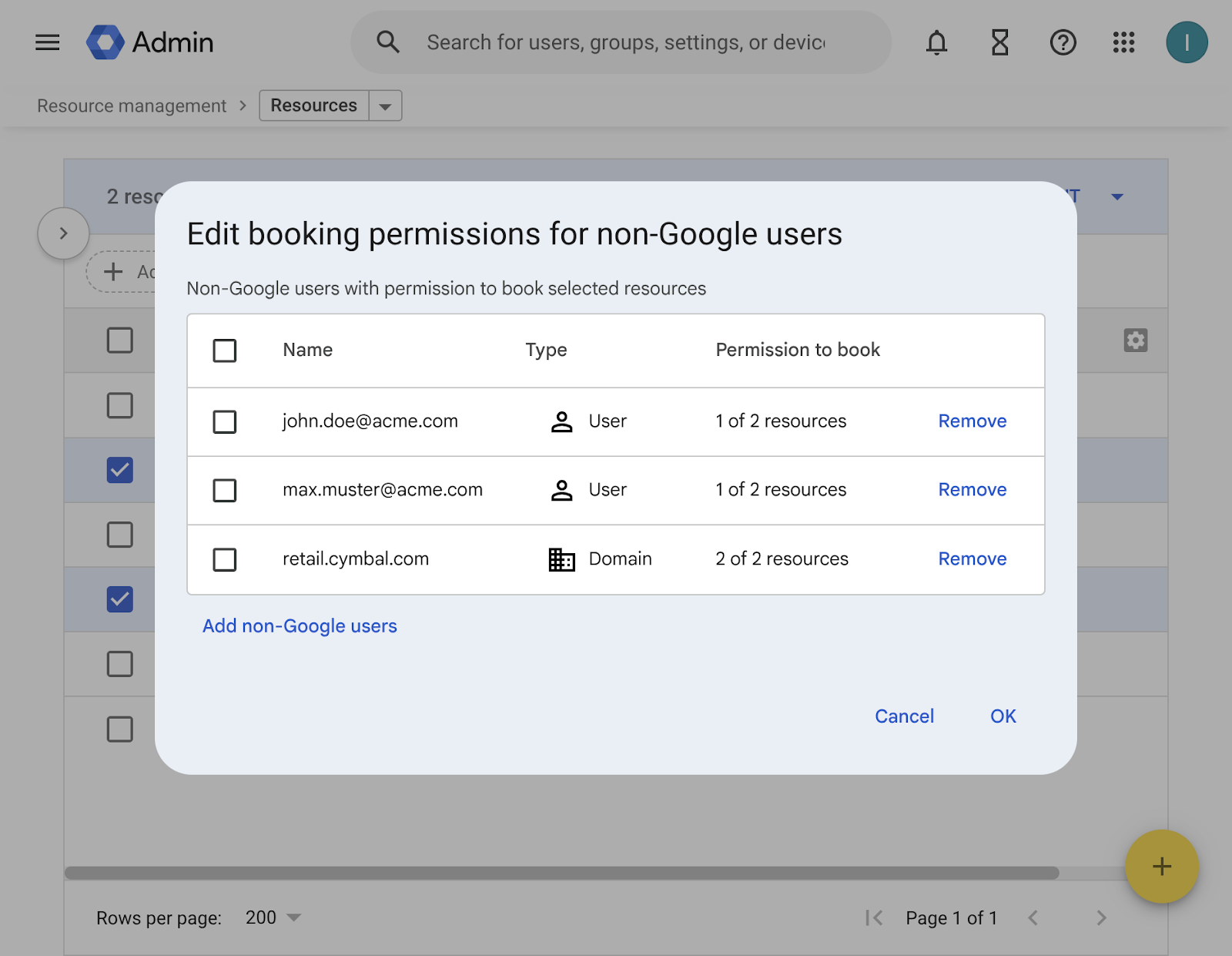 Book Google Workspace resources from third-party calendars