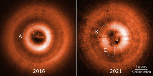 A pair of planet-forming discs