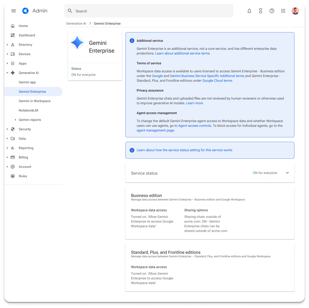 Streamlining admin controls for Gemini Enterprise in the Google Workspace Admin console
