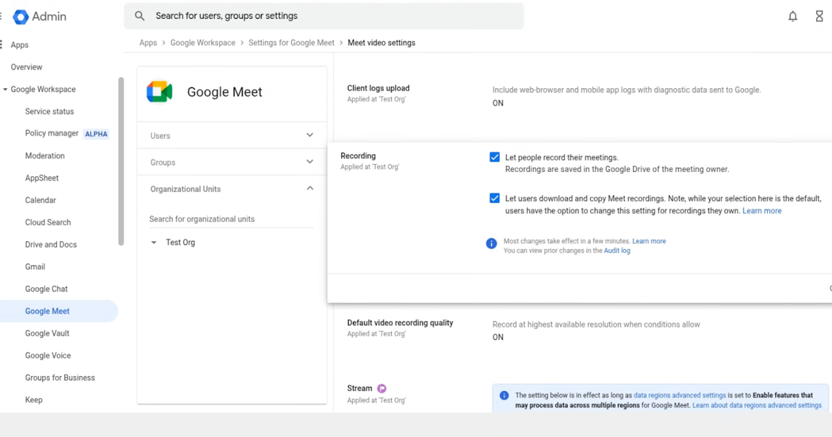 Upcoming change to default setting for downloading Google Meet recordings