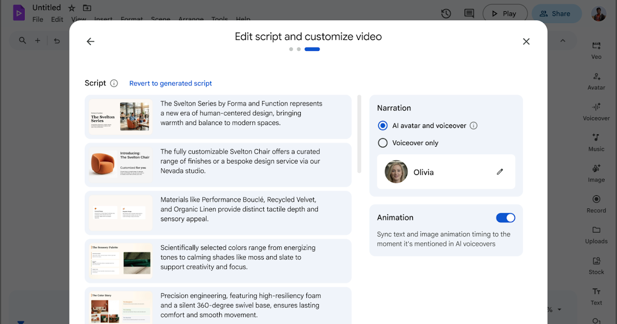 Add avatars when you convert presentations to Vids