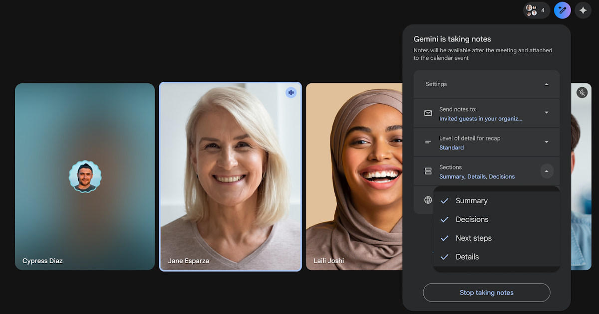 New ways to customize AI-generated meeting notes